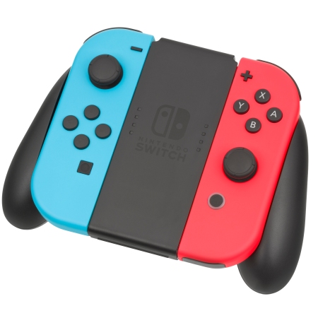 Stock image of two Nintendo Switch Joy-Con in their controller grip.